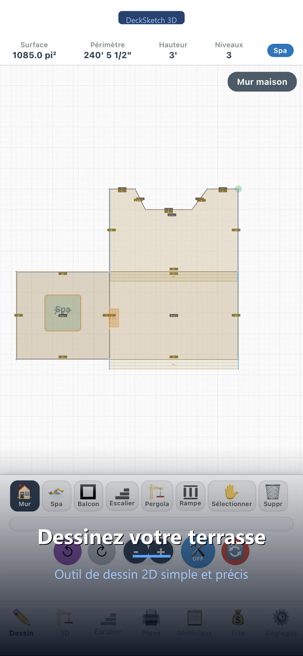 DeckSketch 3D - Dessin 2D interactif du balcon