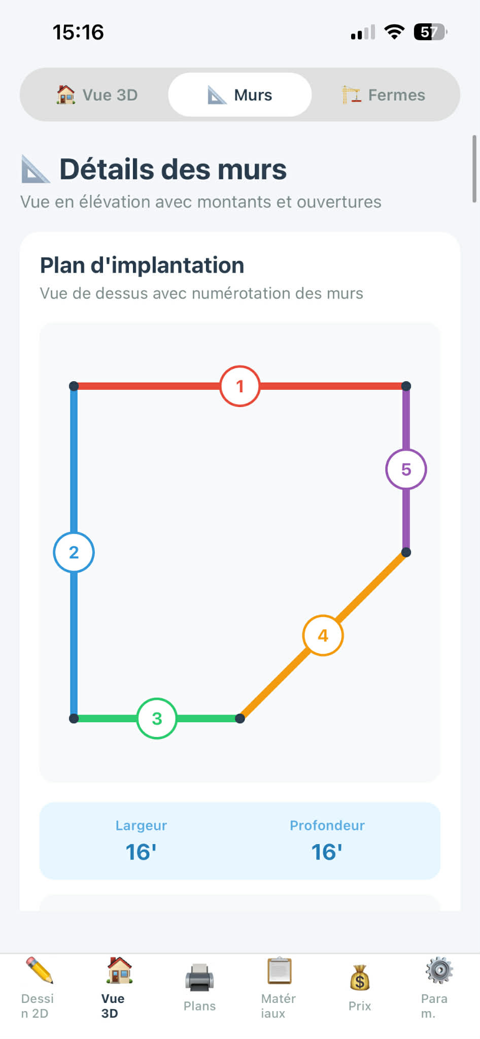 Plan des murs