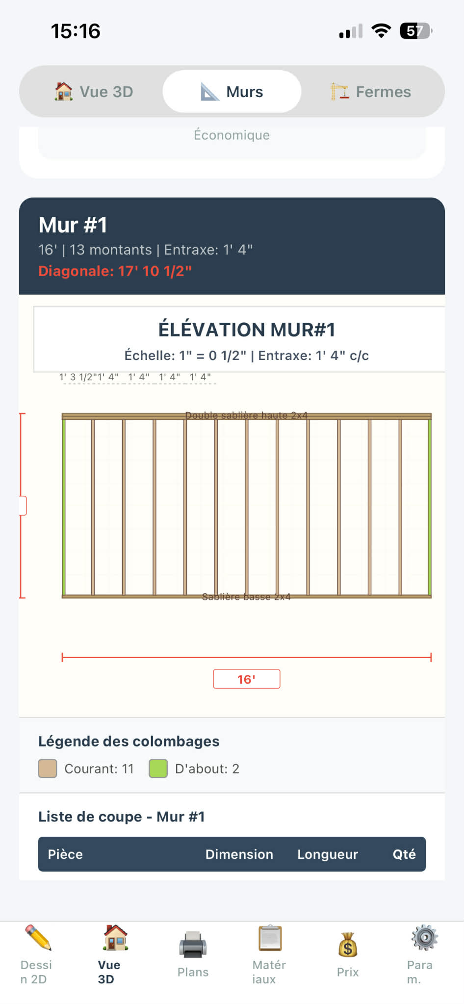 Élévation mur