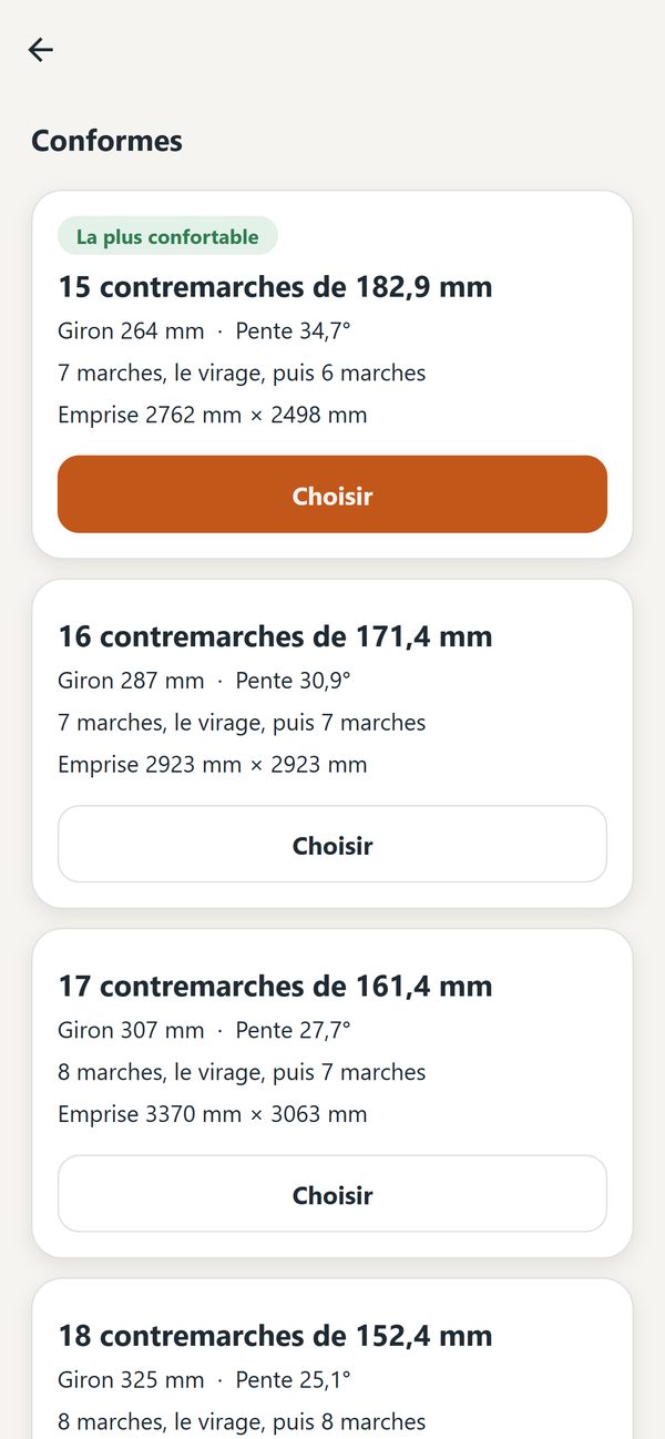 Staircase Sketch - Les solutions qui entrent, côte à côte : contremarches, giron, pente et emprise